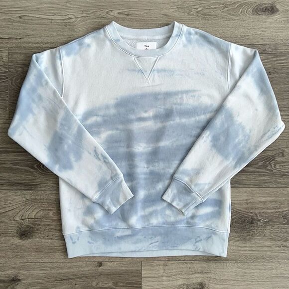 Aritzia TNA Crewneck Sweatshirt Sz. XS Classic Fit Pastel Tie Dye Blue Retro 90s - Picture 1 of 9